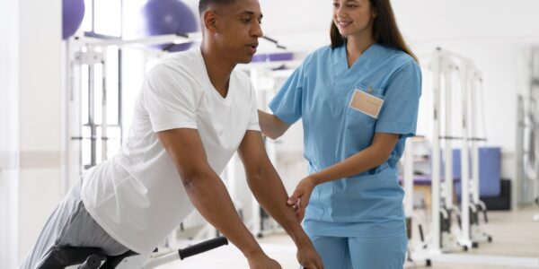 assistente-medico-ajudando-paciente-com-exercicios-de-fisioterapia